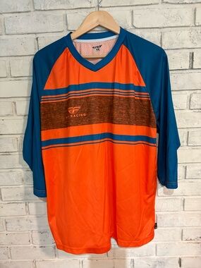 FLY Racing Jersey men’s XL performance style orange/teal motocross BMX EUC